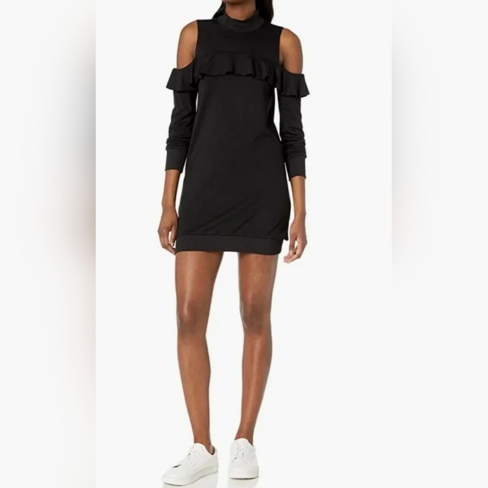 BCBGeneration Women's Cold Shoulder Black Short Sweater Dress Size-Small